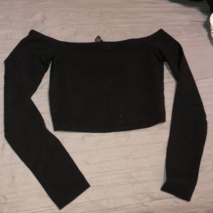 Black cropped off the shoulder top